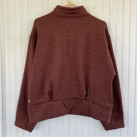 Athleta Altitude Polartec Half Zip Sweatshirt Mahogany Heather Size Large EUC - Picture 3 of 11
